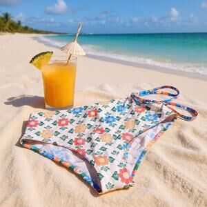 Agua Bendita Glenda Tile Reversible Bikini‎ Bottom Women's Large Talla NEW